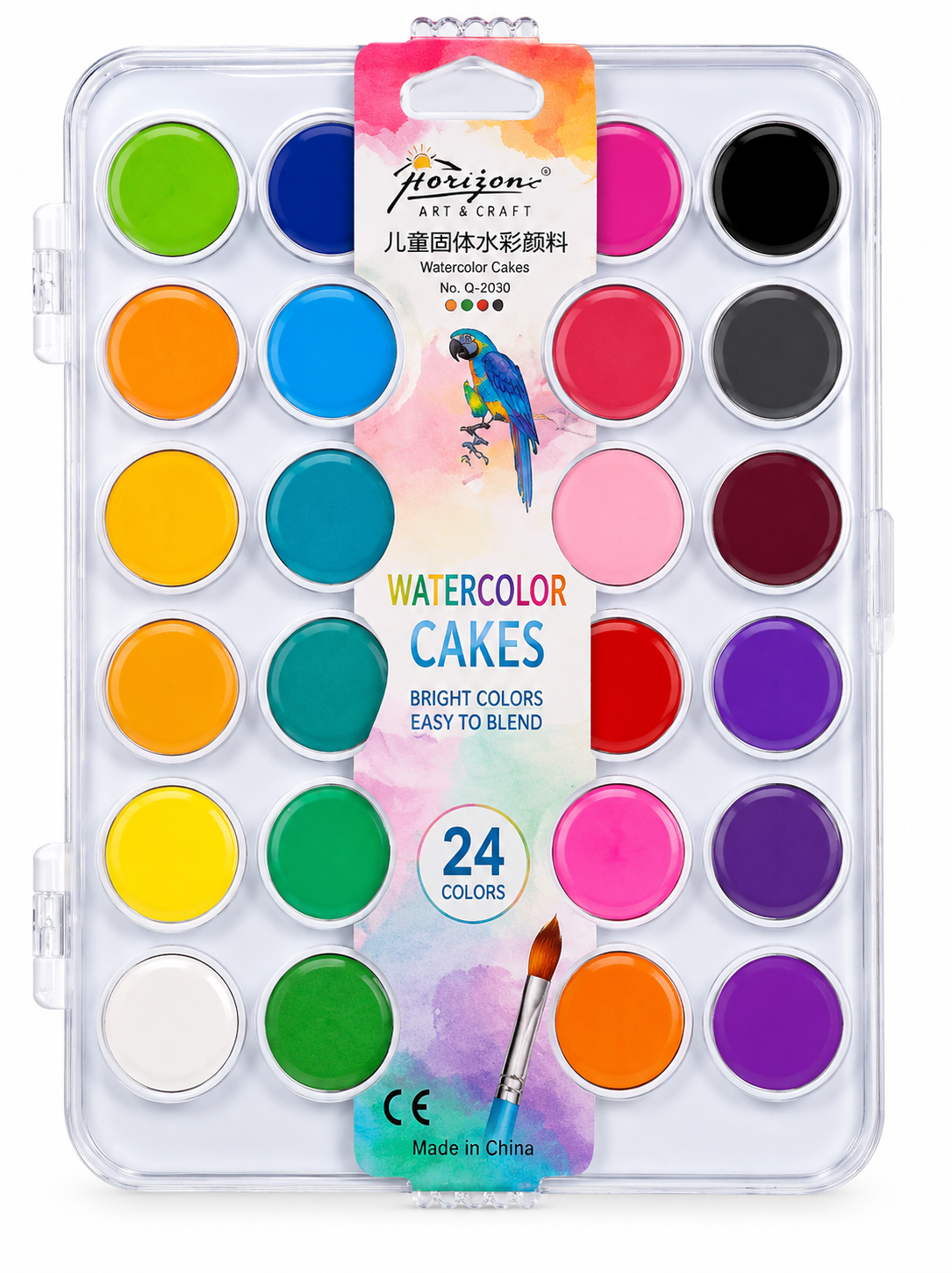 24 Colors Watercolor Paint Set with Brush | Non-Toxic Watercolor Cakes for Kids, Students & Artists
