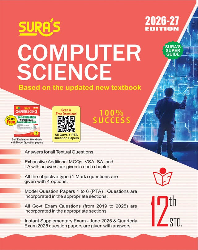 Sura 12th Computer Science Guide English Medium 2026-27 Python Samacheer Kalvi