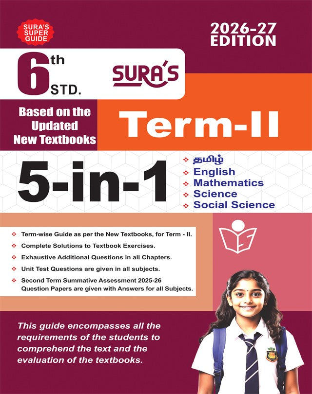 SURA`S 6th Standard Guide 5in1 Term II English Medium 2026-27 Edition