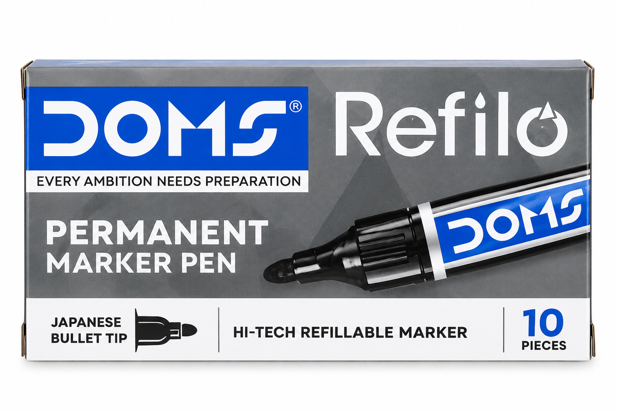 DOMS Refilo Permanent Marker Pen – 10 Pieces