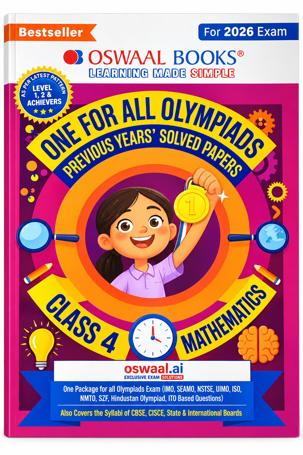 Oswaal Books One for All Olympiads Class 4 Mathematics | Previous Years' Solved Papers | For 2026 Exam