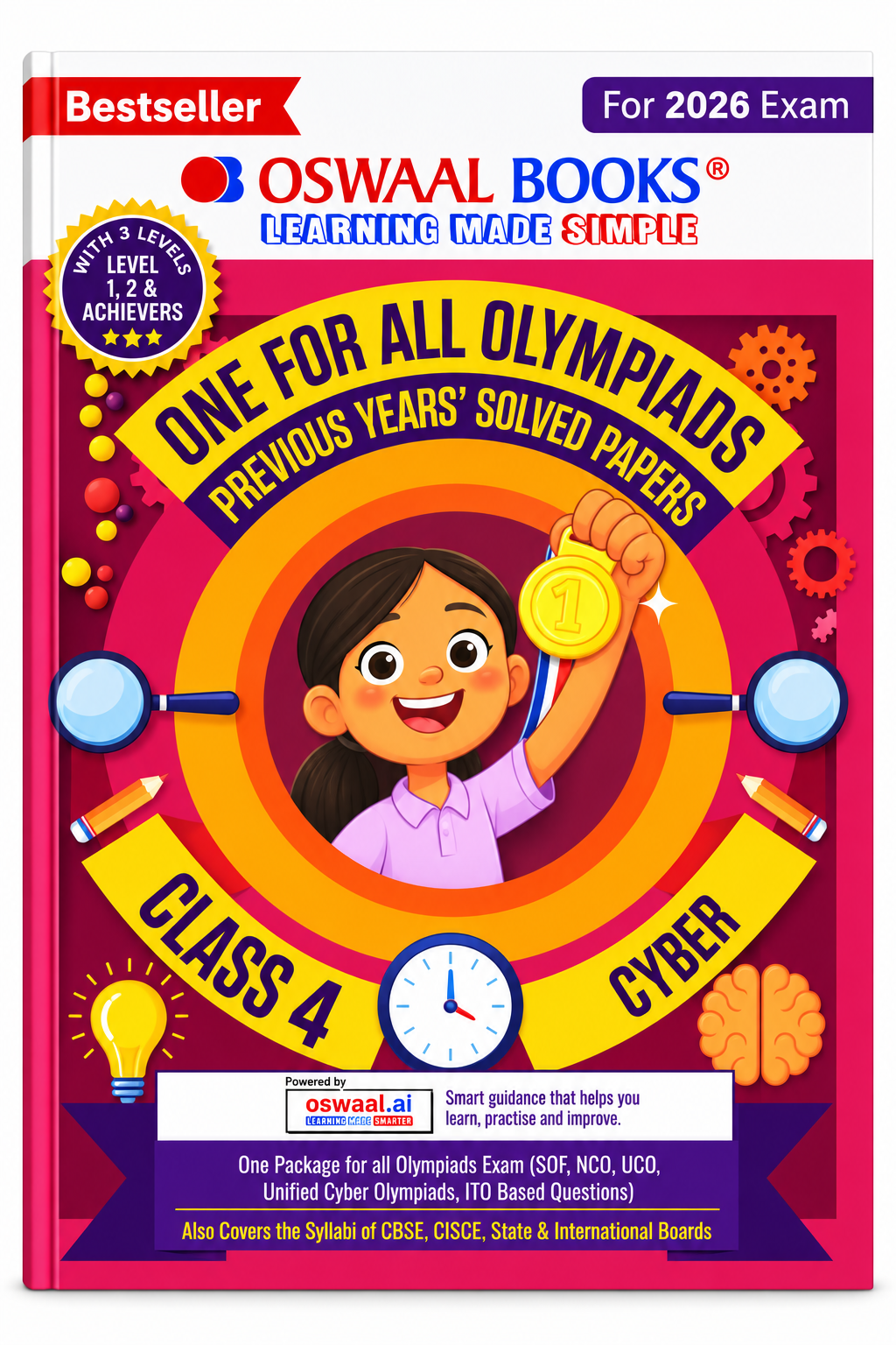 Oswaal Books One for All Olympiads Previous Years' Solved Papers Class 4 Cyber – 2026 Exam