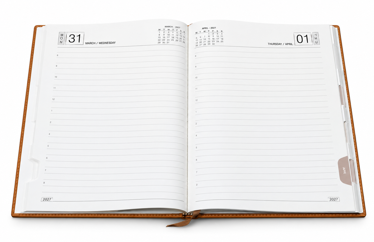 2027 Customizable Premium Executive Diary – Tan Brown