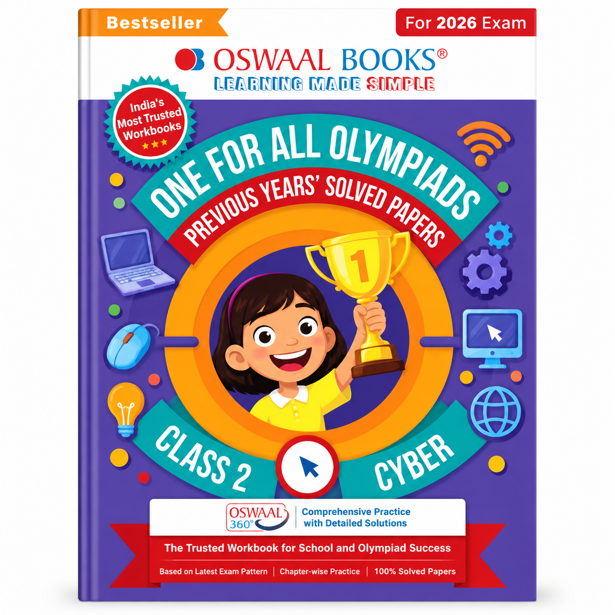 Oswaal One For All Olympiads Class 2 Cyber – Previous Years’ Solved Papers | 2026 Exam