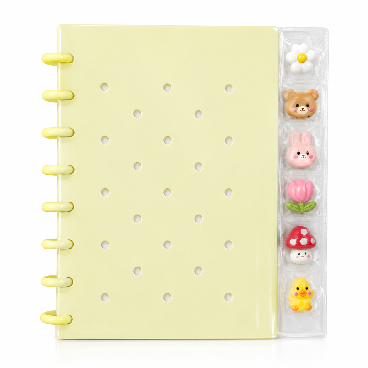 Cute A5 Loose Leaf Notebook with 6 Cartoon Erasers | Refillable Ring Binder Journal | Kawaii Writing Notebook for School & Office