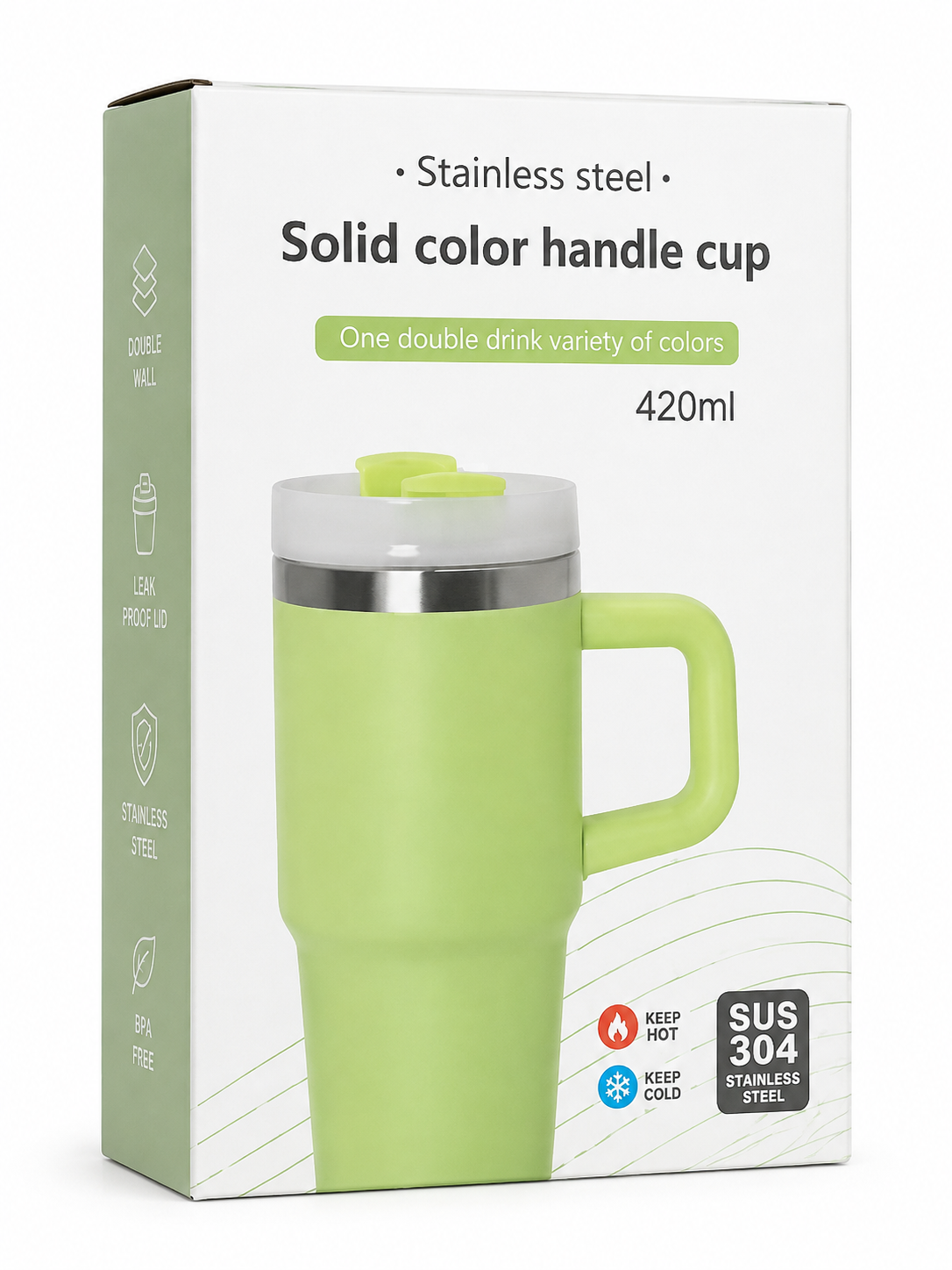 420ml Stainless Steel Vacuum Insulated Handle Mug | Double Wall Travel Coffee Cup | Leakproof BPA-Free Tumbler