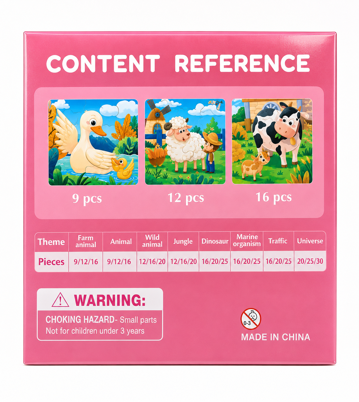 Kids Educational Jigsaw Puzzle Set | Farm Animals Theme | 9, 12 & 16 Pieces | Age 3+