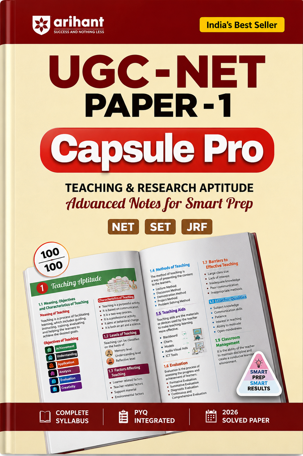 UGC-NET Paper 1 Capsule Pro | Teaching & Research Aptitude | Advanced Notes for Smart Prep | Complete Syllabus | PYQ Integrated | 2026 Solved Paper | NET, SET & JRF | Arihant