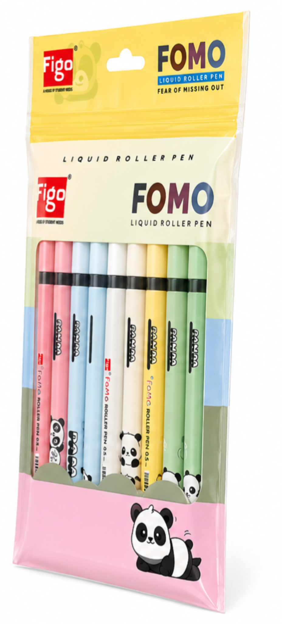 Figo FOMO Liquid Roller Pen Set | Cute Panda Theme Smooth Writing Pens