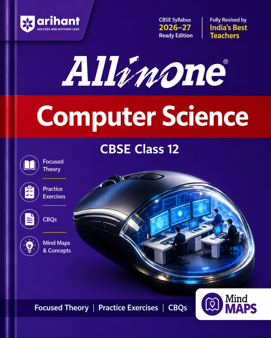 Book titled 'All in One Computer Science CBSE Class 12' by Arihant with a computer mouse and classroom image on the cover.