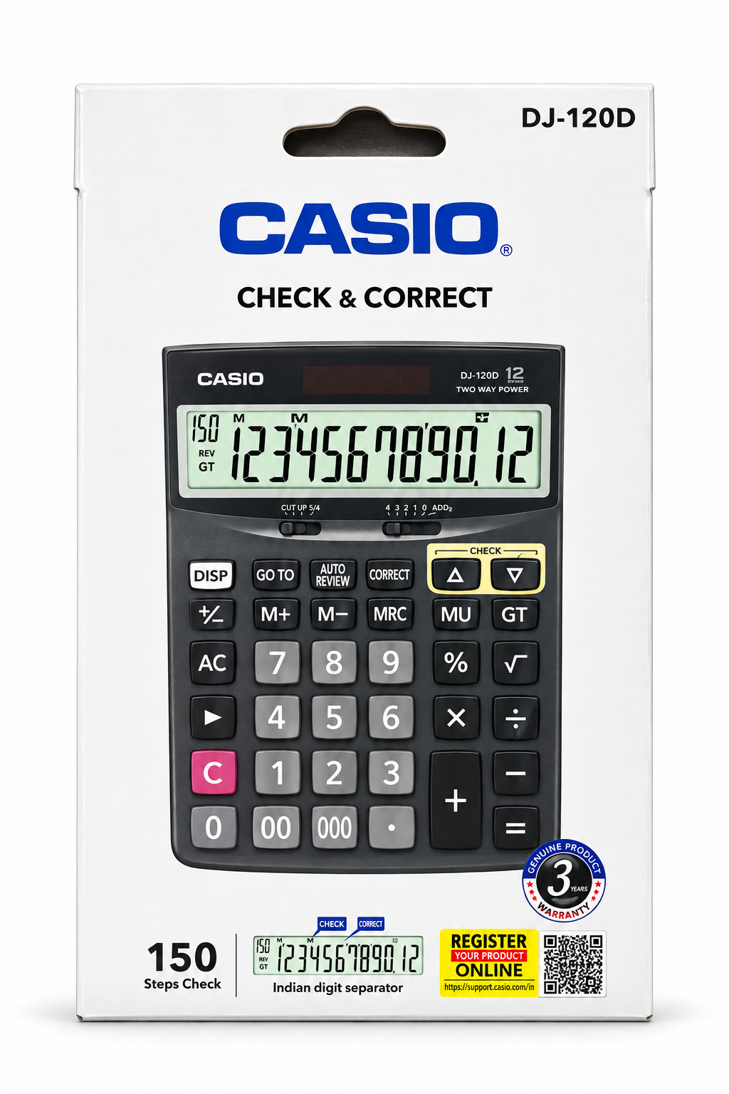 CASIO DJ-120D 12-Digit Desktop Calculator
