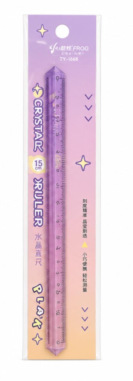 15cm transparent crystal ruler with pastel gradient design for kids