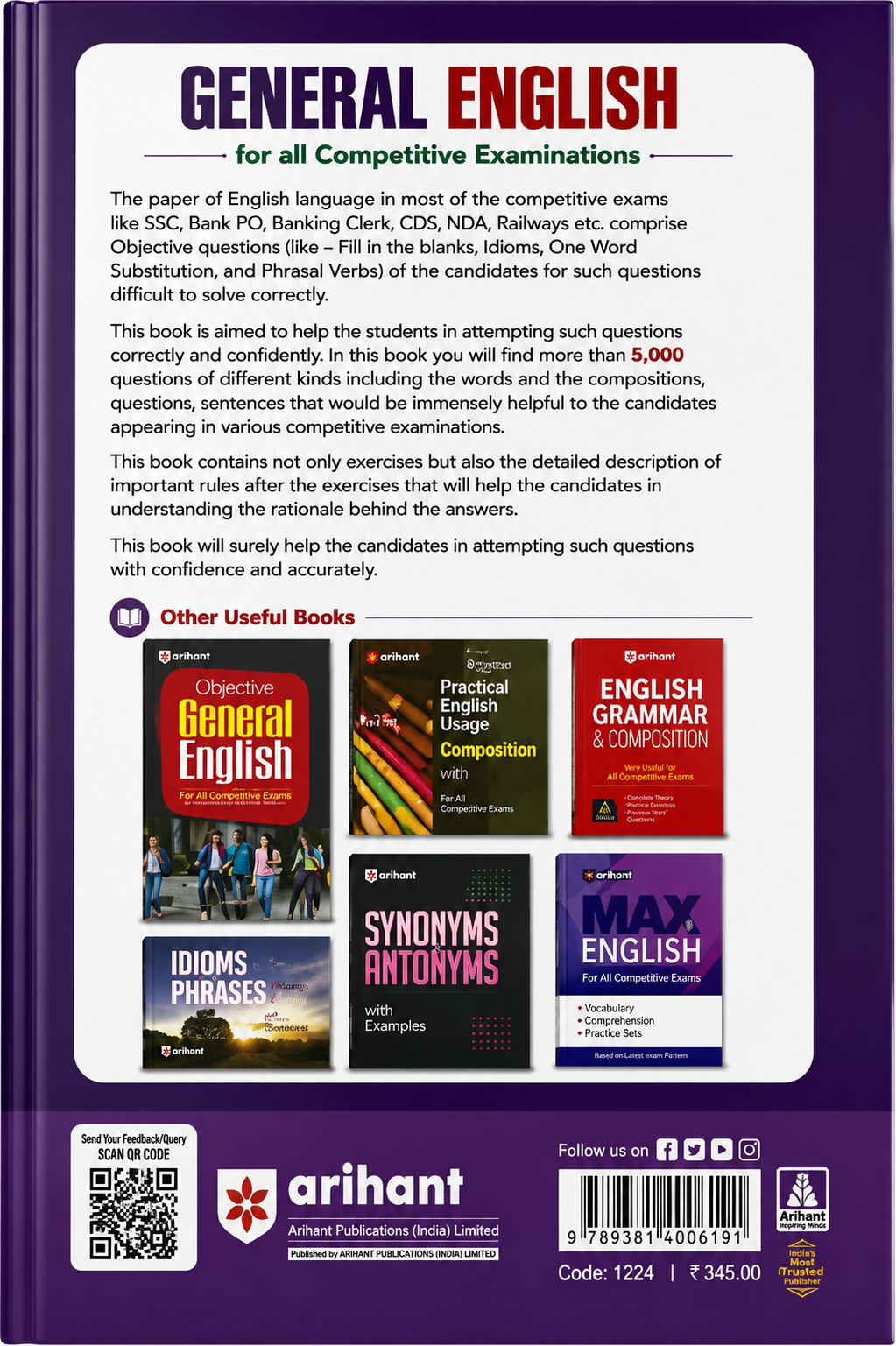 General English for All Competitive Examinations | 5000+ Practice Questions with PYQs | 10,000+ Words & Sentence Structures | SSC, NDA, CDS, CAPF, UPSC, Banking, CUET, DSSSB & More | SC Gupta