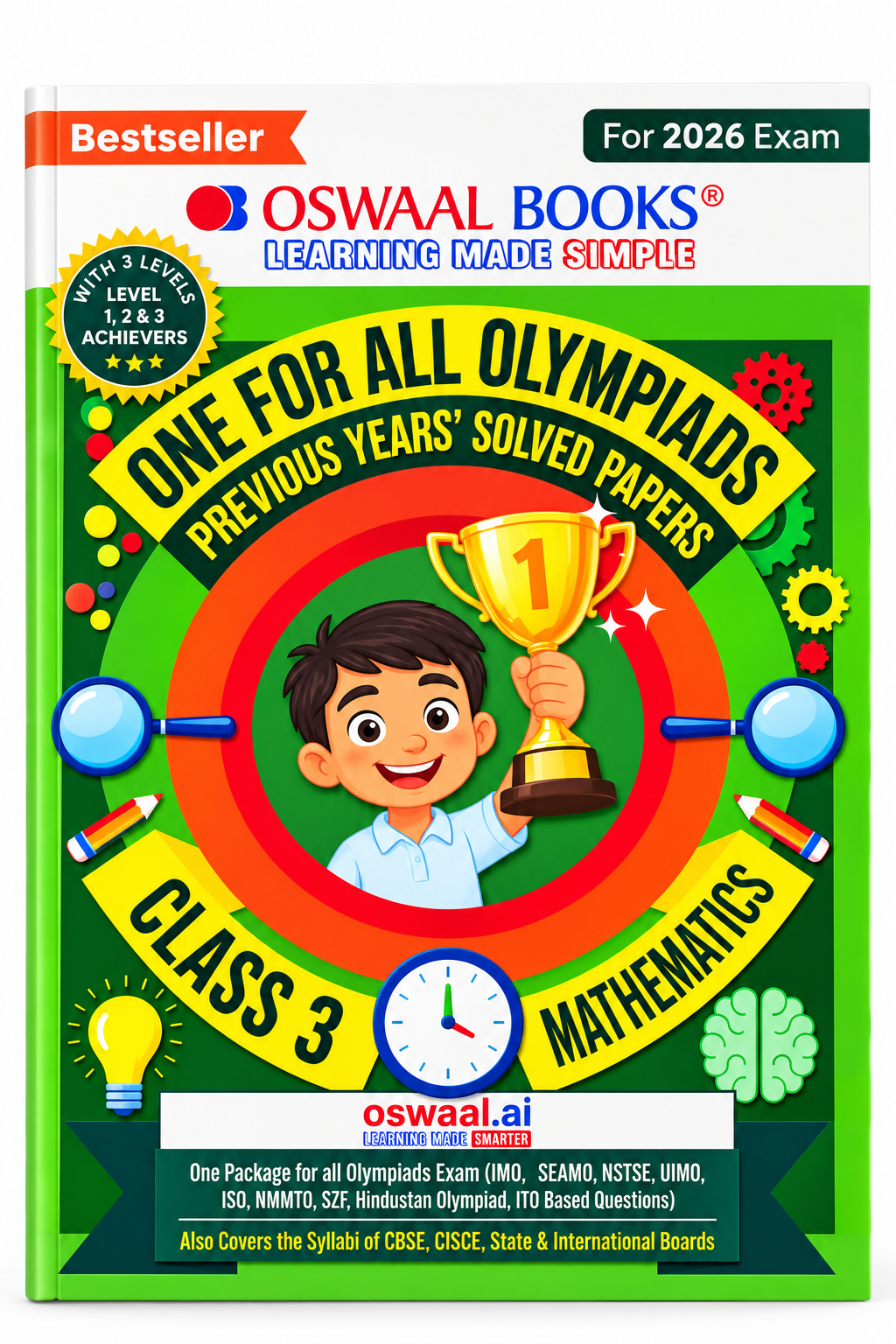 Oswaal Books One for All Olympiads Previous Years' Solved Papers Class 3 – Mathematics | 2026 Exam