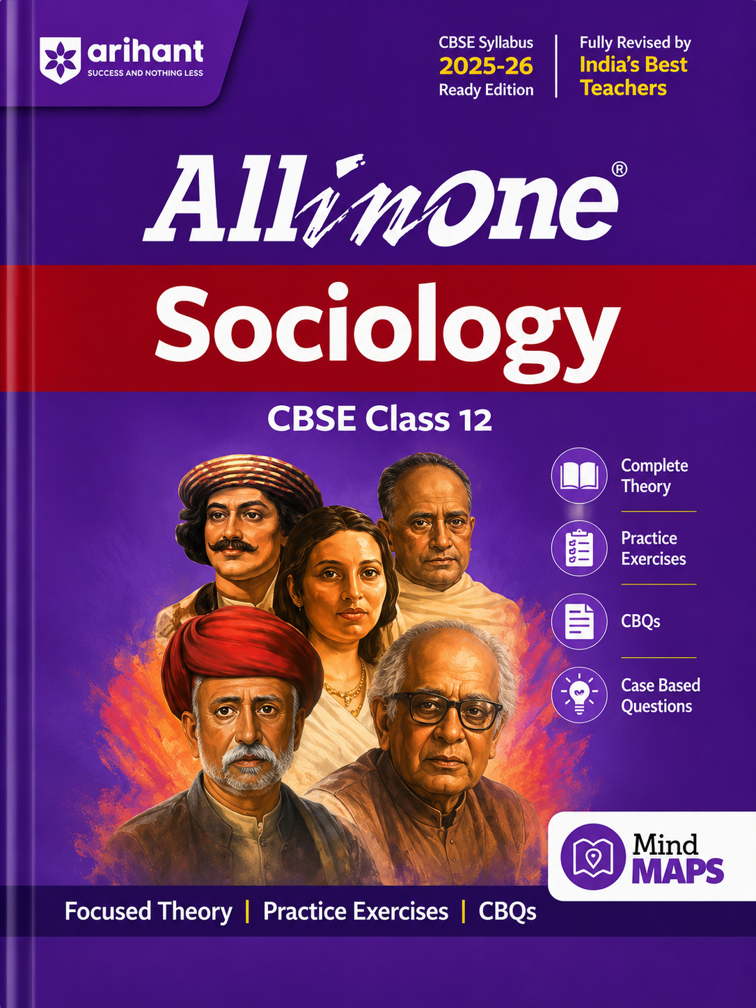 Book titled 'All in One Sociology CBSE Class 12' by Arihant on a purple background