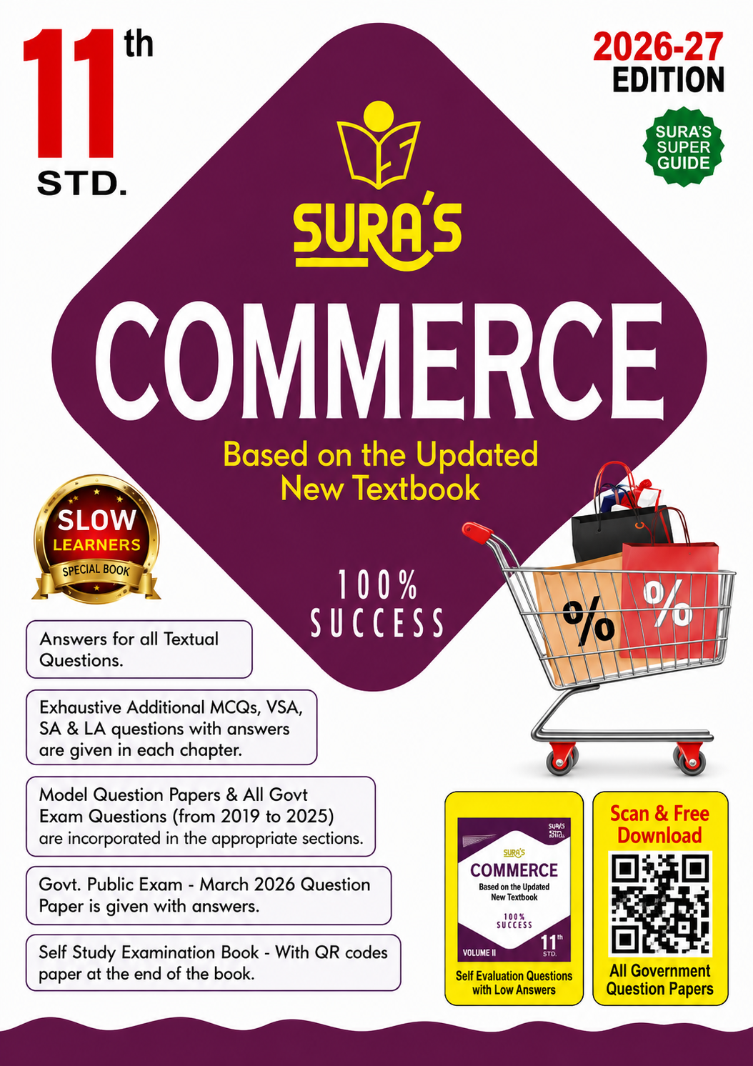 Sura's 11th Standard Commerce Guide 2026–27 | English Medium