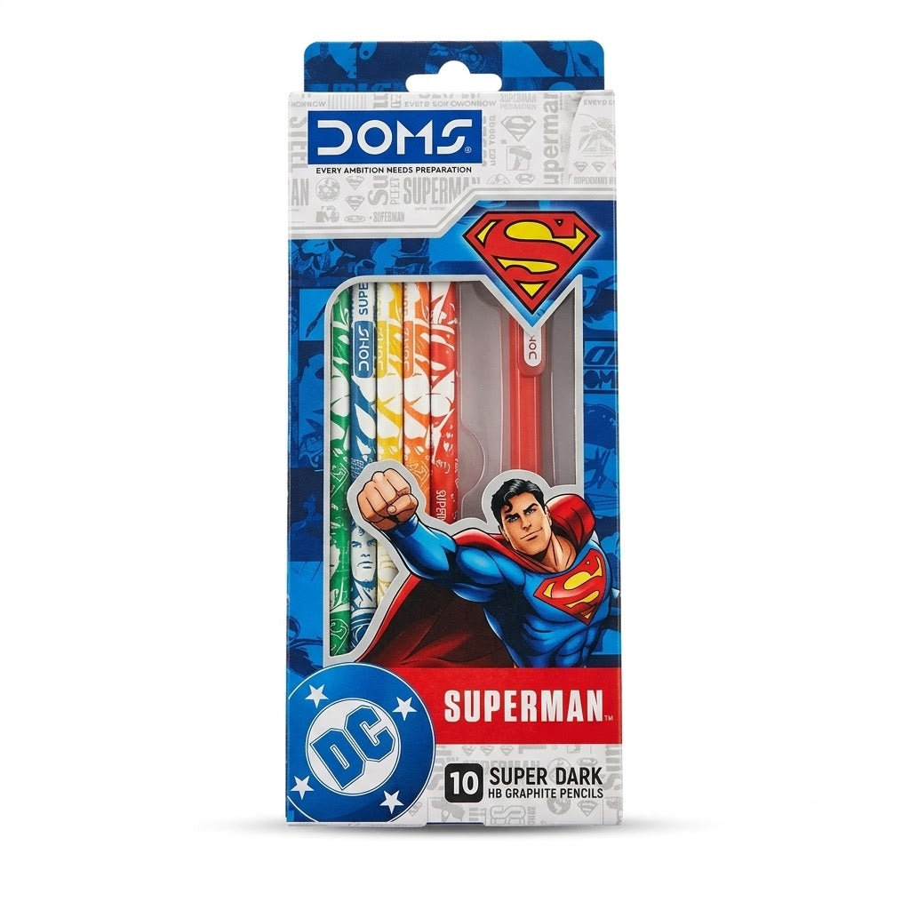 DOMS Superman 10 Super Dark HB Graphite Pencils