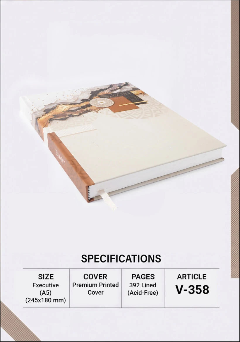 2027 Customizable Cream, Black & Gold Paper Pasting Executive Diary β V-358