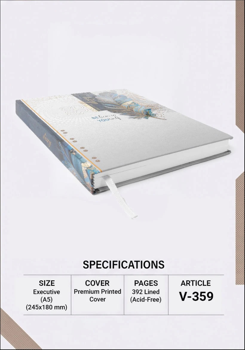 2027 Customizable Cream, Blue & Gold Paper Pasting Executive Diary β Model to Be Confirmed