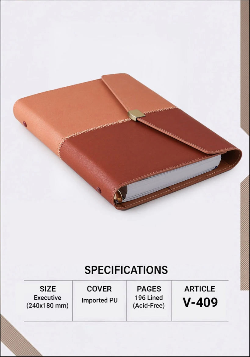 2027 Premium PU Organizer Diary – V-409 | Magnetic Flap Executive Diary