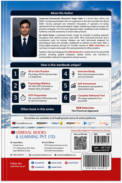 Oswaal Books 33+ SSB Interview Workbook | NDA, CDS, AFCAT, TES, Navy Tech, TGC, SSC Tech, TA, ACC & All Service Entries | Latest Edition