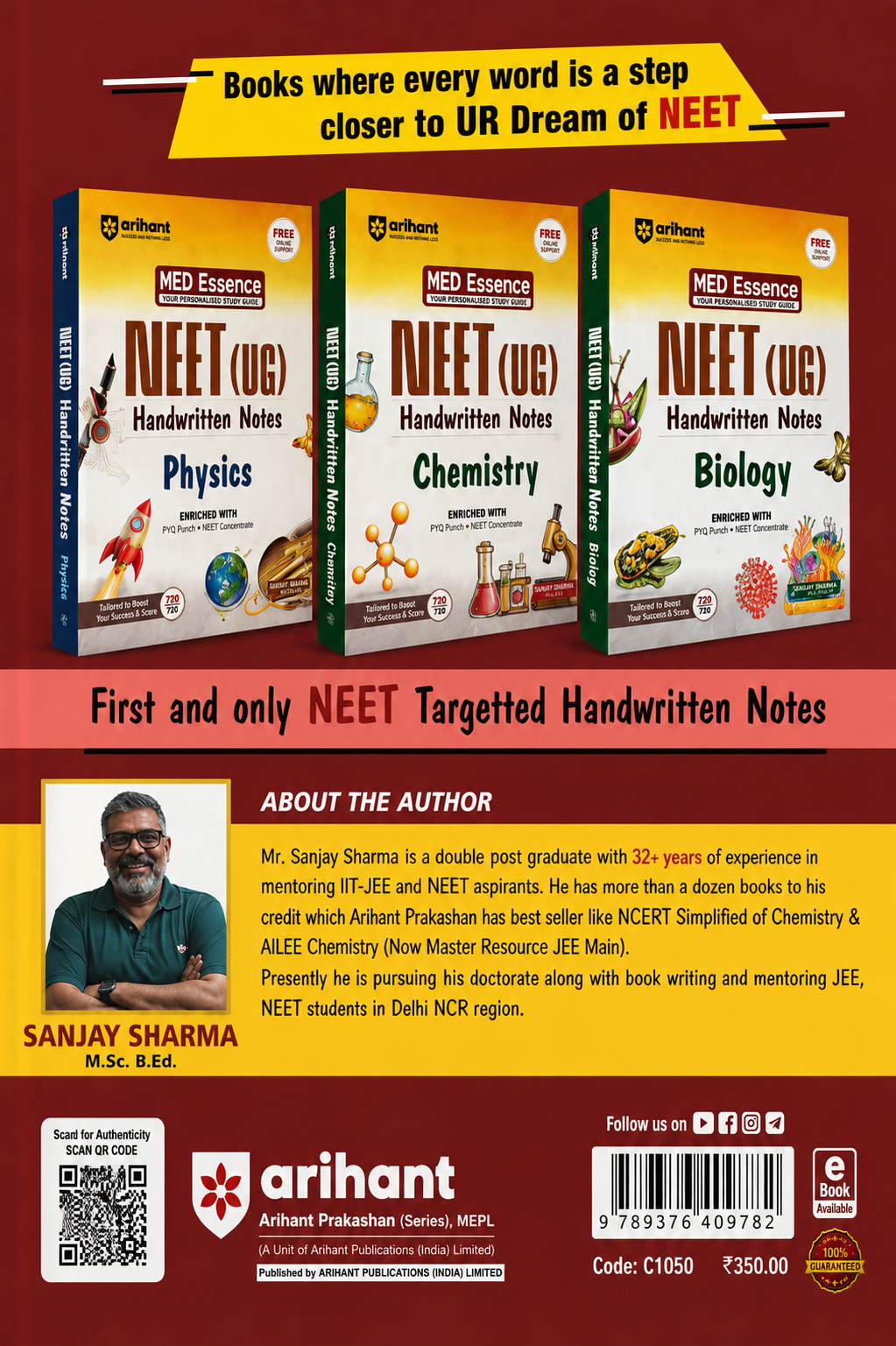 NEET (UG) Handwritten Notes Chemistry | Med Essence Personalised Study Guide | Arihant