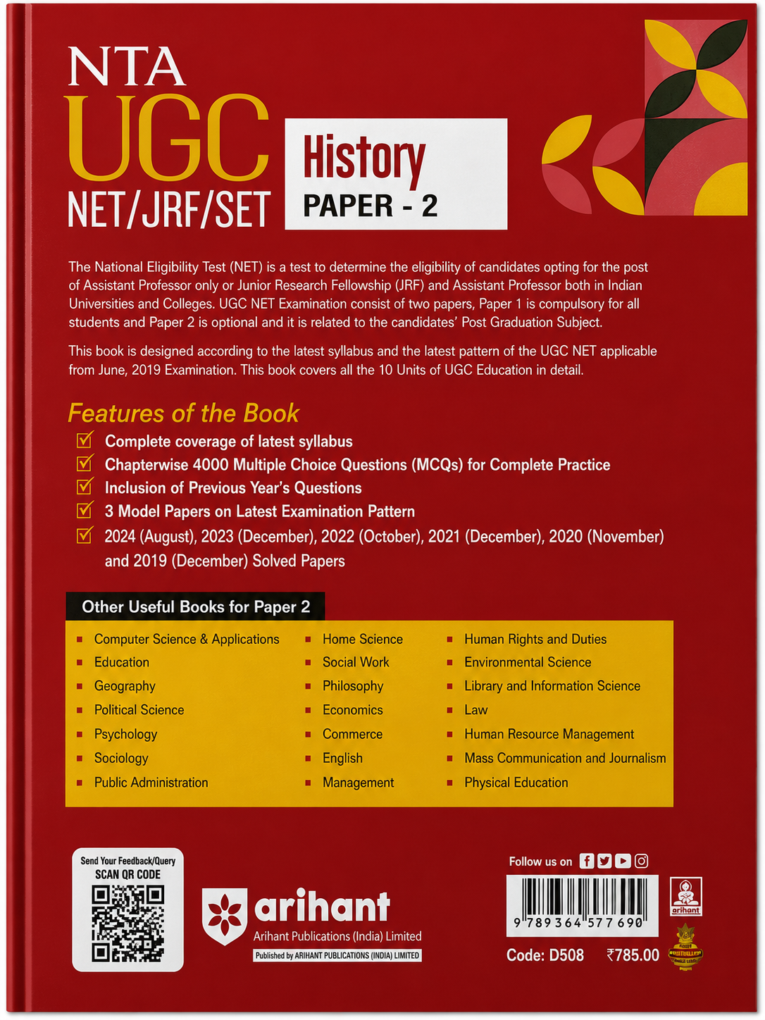 NTA UGC NET/JRF/SET 2025 History Paper 2 Study Guide | Arihant