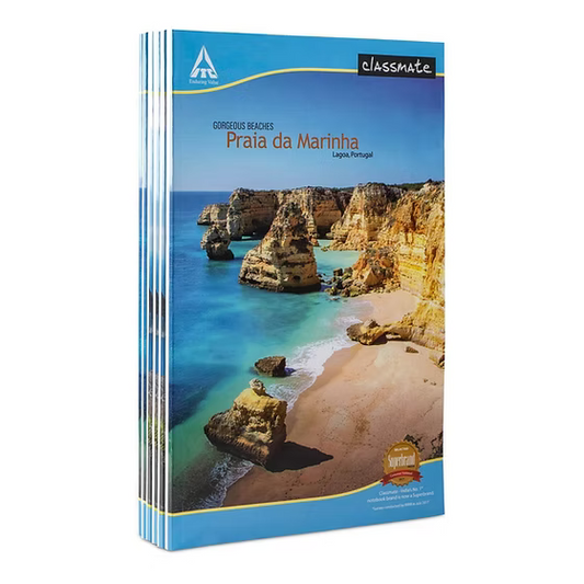 Classmate Long Notebook - Single Line, 160 Pages,, 330mm*210mm (Pack of 6 Assorted Images)