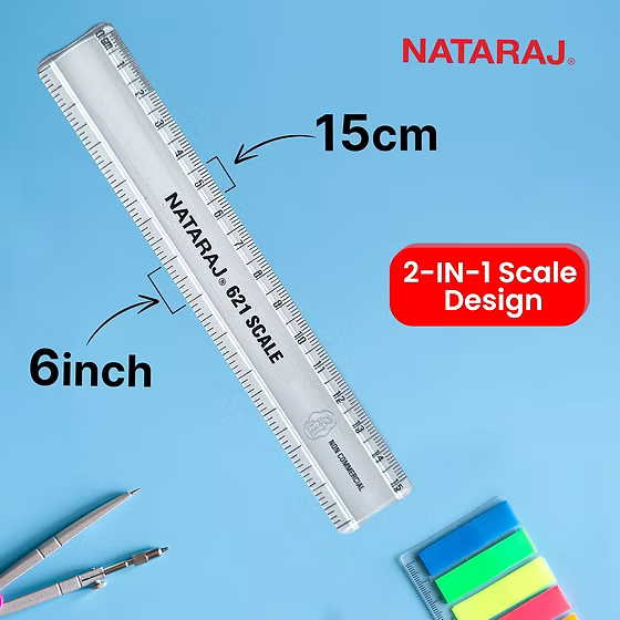 Nataraj 621 Scale 15 CM | High Accuracy | Smooth and Rounded Edges