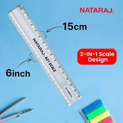 Nataraj 621 Scale 15 CM | High Accuracy | Smooth and Rounded Edges