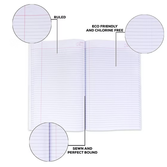 Classmate Long Notebook - Single Line, 160 Pages,, 330mm*210mm (Pack of 6 Assorted Images)