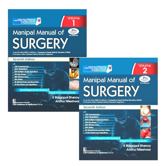 Manipal Manual Of Surgery 7Ed 2 Vol Set (Pb 2025) (Cbme Edition)