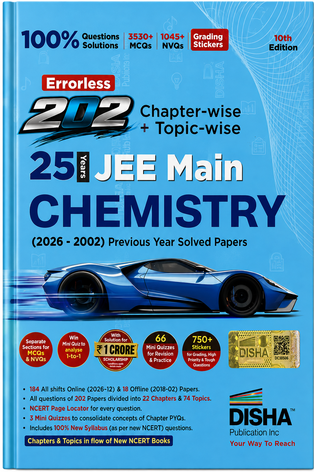 Errorless 2023 Chapter-wise & Topic-wise 25 Years JEE Main Chemistry | 2026–2002 Previous Year Solved Papers | 10th Edition | Disha