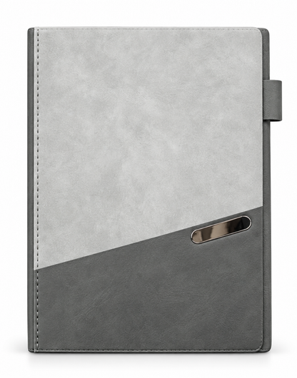 2027 customizable grey and dark grey executive diary with metallic accent

