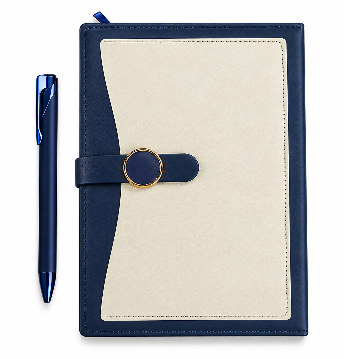 Premium Blue & Cream Executive Diary with Pen | Professional Gift Set