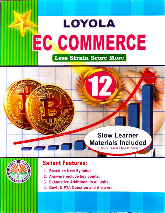 12th standard Commerce guide EC Loyola English medium covering business marketing finance and exam questions