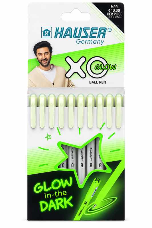 Hauser XO Glow Ball Pen – Black | Pack of 10