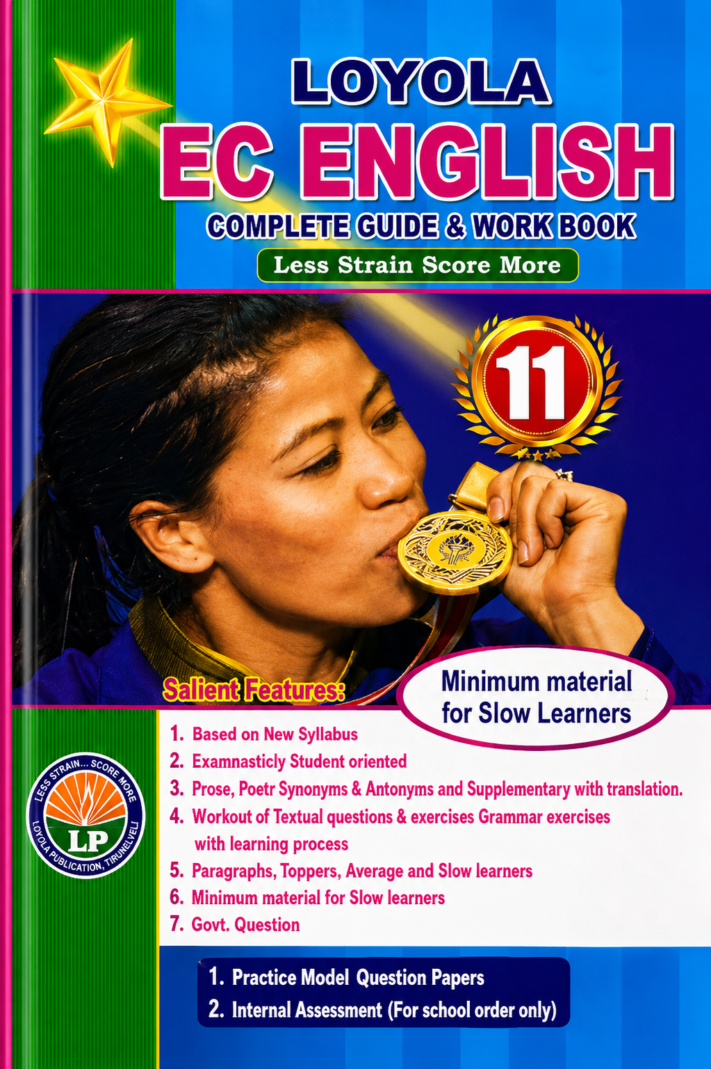 Book titled 'Loyola EC English Complete Guide & Workbook' with colorful cover design.