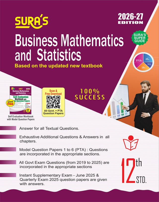 Sura 12th Business Mathematics Statistics Guide English Medium 2026-27 Samacheer Kalvi step-by-step solutions