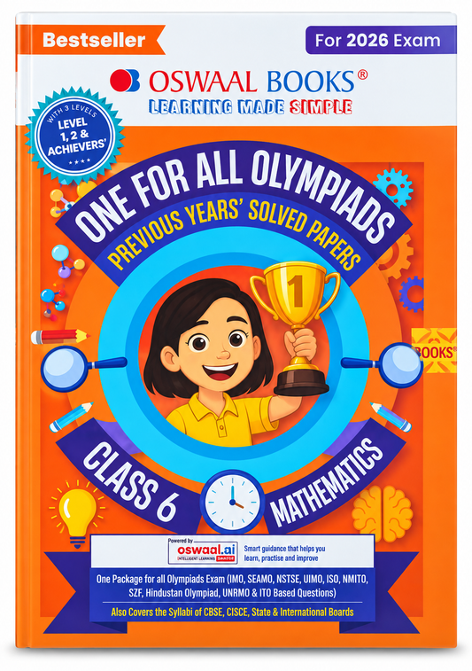 Oswaal Books One for All Olympiads – Class 6 Mathematics | Previous Years' Solved Papers | For 2026 Exam
