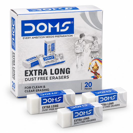 DOMS Extra Long Dust Free Erasers | Pack of 20