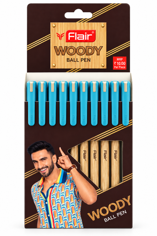 Flair Woody Ball Pen – Blue | Pack of 10