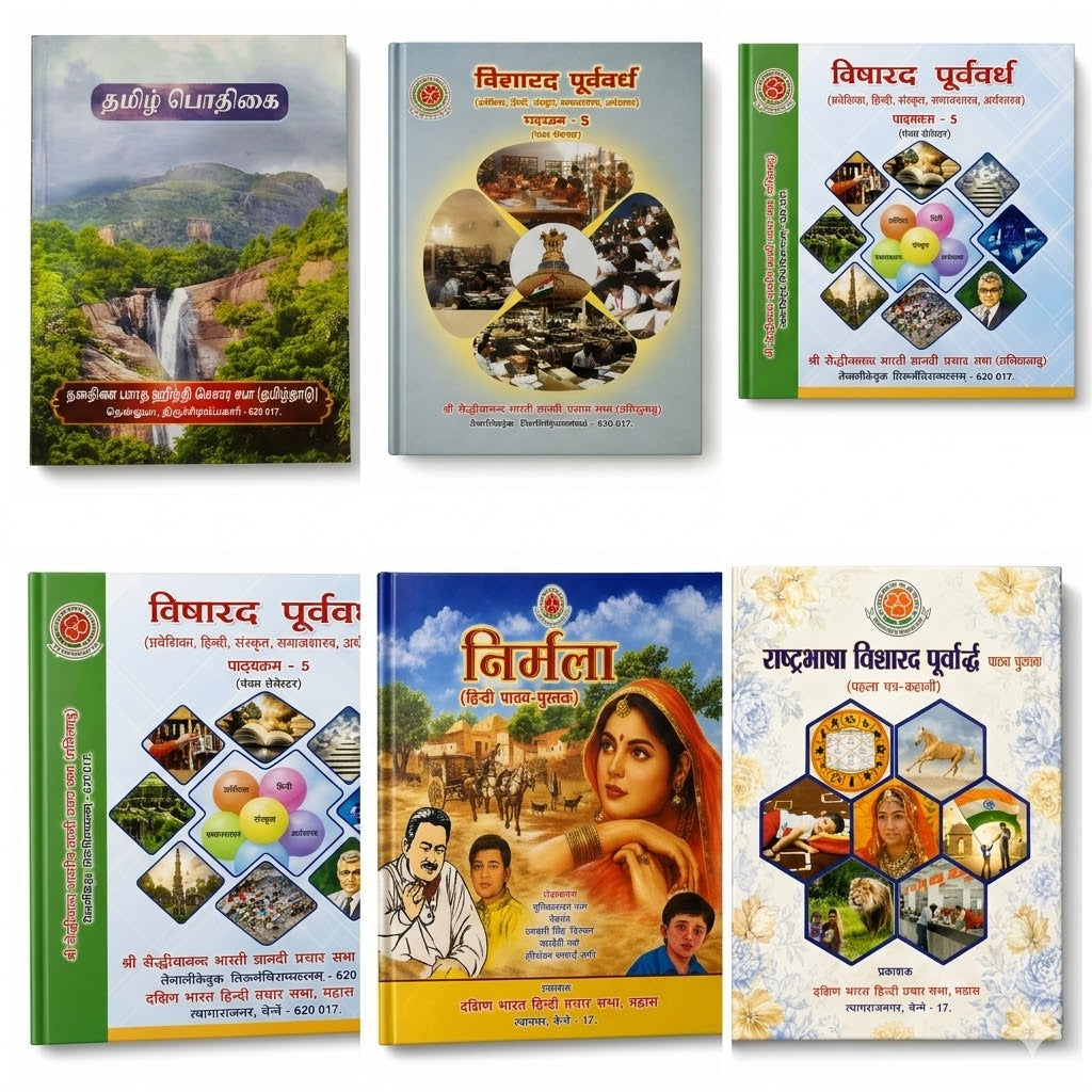 Hindi Prachar Sabha 6 books combo pack including Visharad and Nirmala Lecture Series educational books