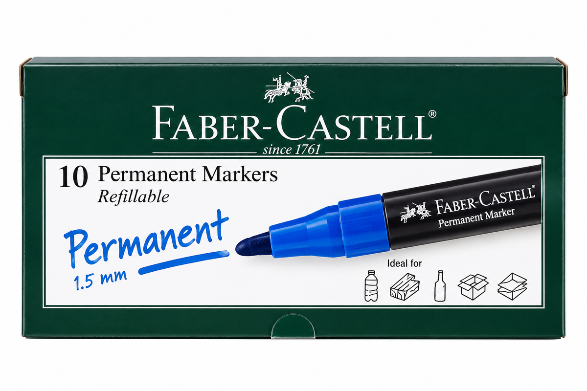 Faber-Castell Permanent Marker – 10 Pieces, Refillable