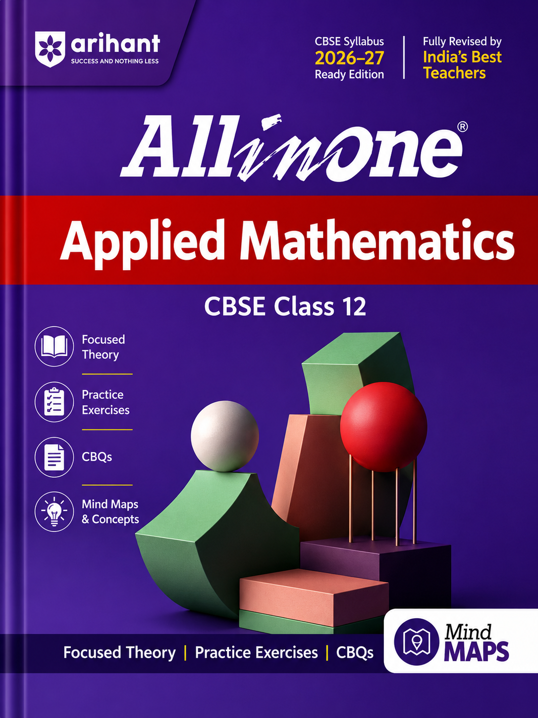 Book titled 'All in One Applied Mathematics CBSE Class 12' by Arihant on a purple background
