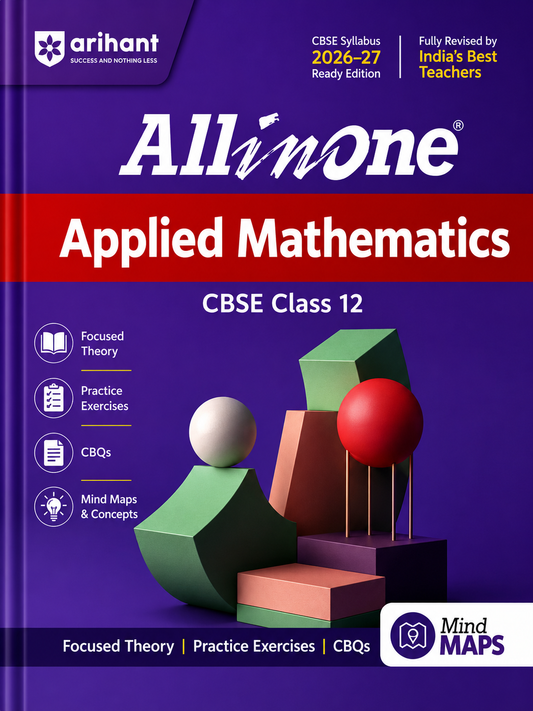 Book titled 'All in One Applied Mathematics CBSE Class 12' by Arihant on a purple background