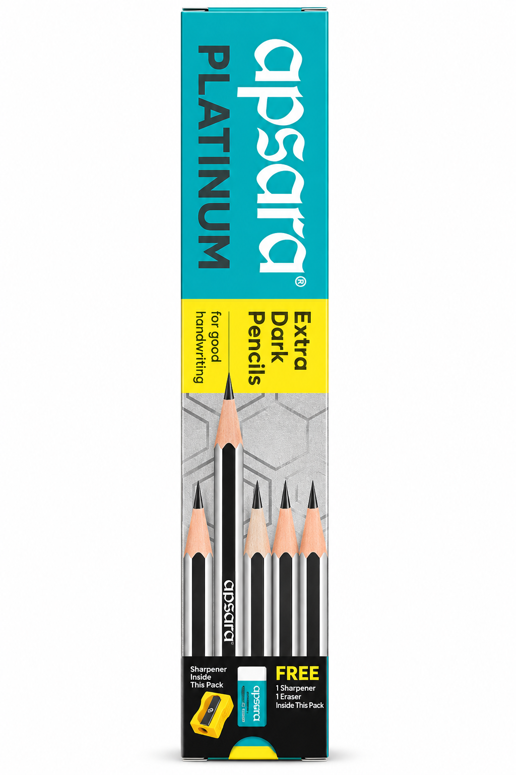 Apsara Platinum Extra Dark Pencils with Free Long Point Sharpener
