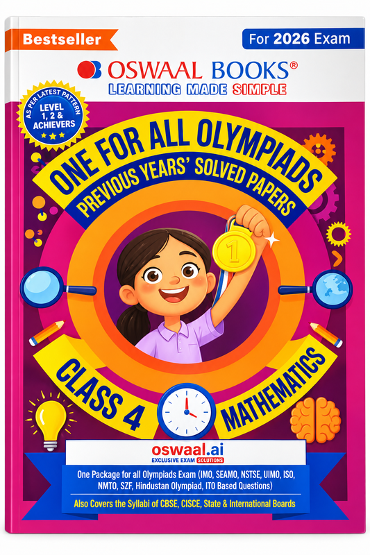 Oswaal Books One for All Olympiads Class 4 Mathematics | Previous Years' Solved Papers | For 2026 Exam
