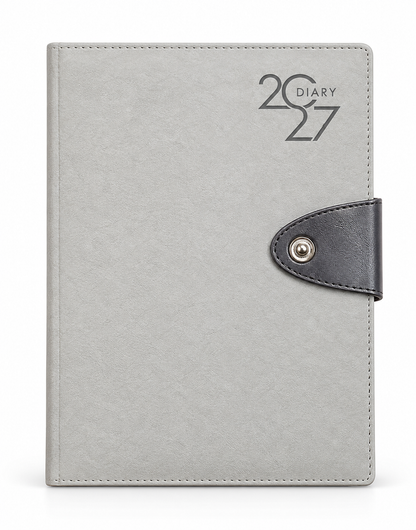 2027 grey and black premium executive diary with button closure