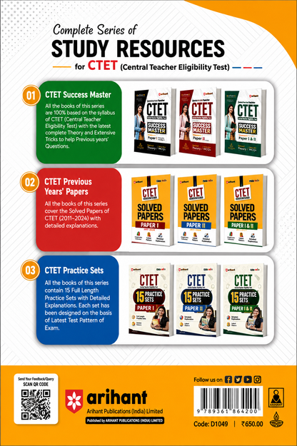 CTET Solved Papers 2026–2015 | Paper II Maths & Science | 35 Sets/Papers | Detailed Solutions | Edition 2026 | Arihant